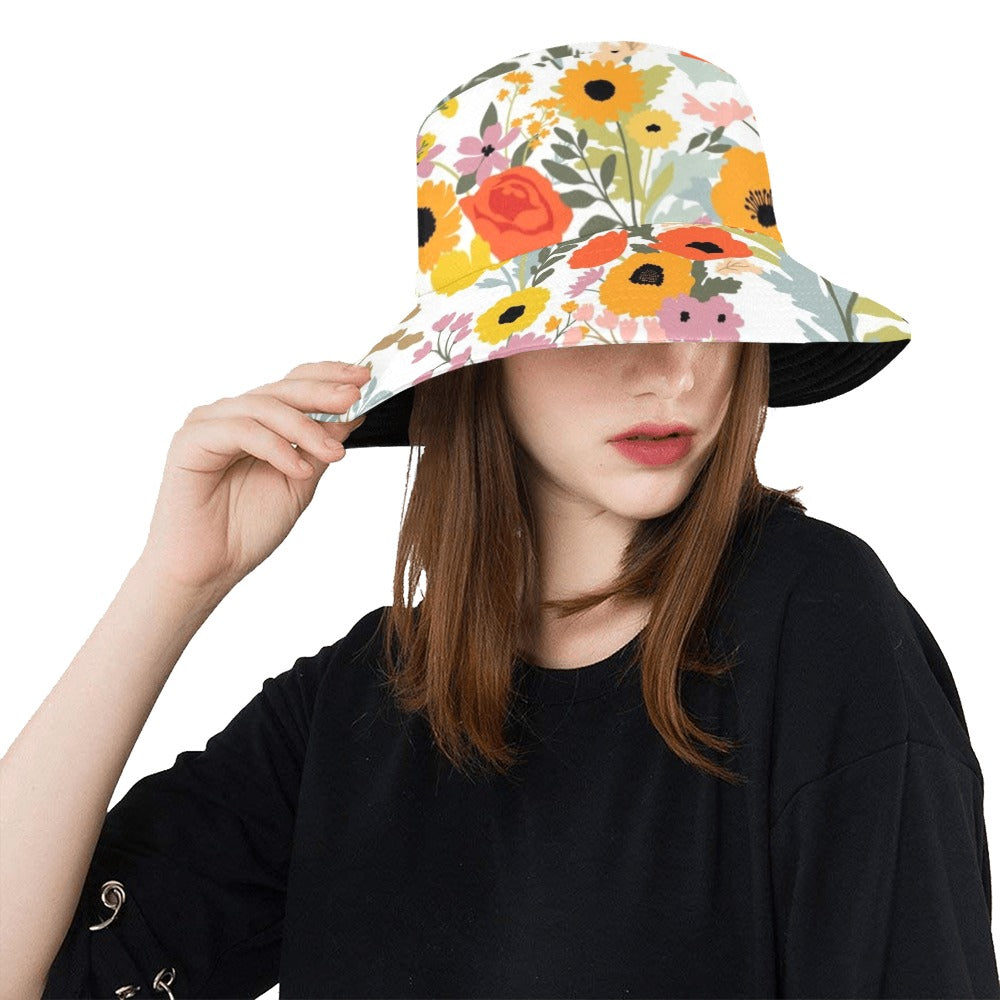 Fun Floral - Bucket Hat Bucket Hat for Women Plants Printed Offshore