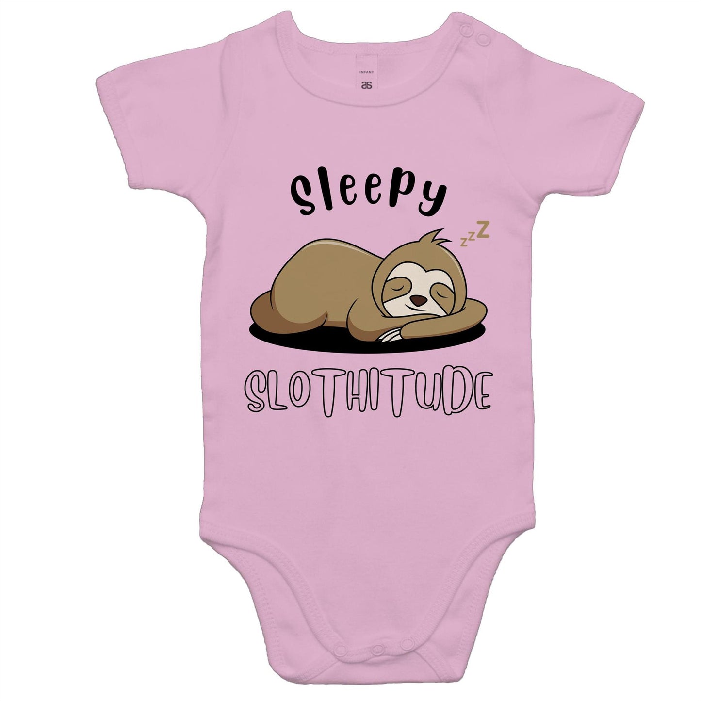 Sleepy Slothitude - Baby Bodysuit Pink Baby Bodysuit animal