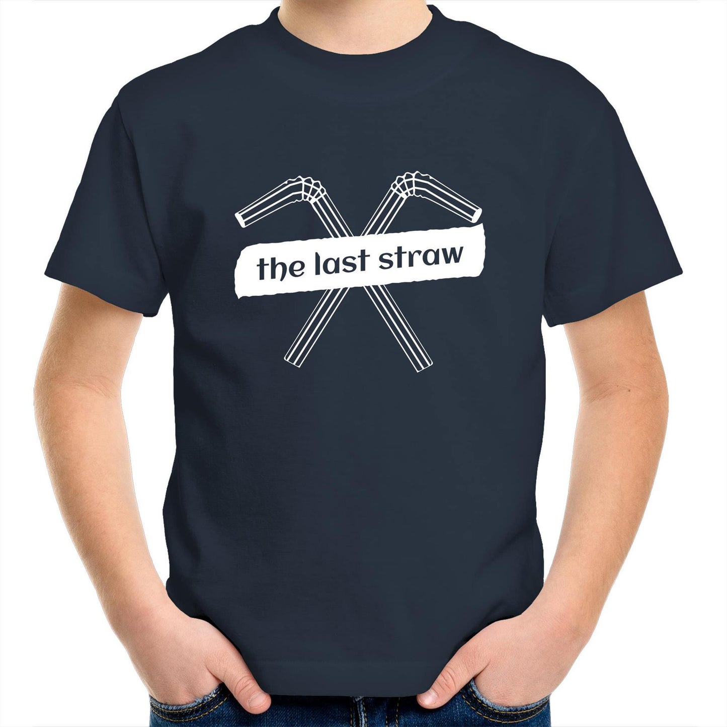 The Last Straw - Kids Youth Crew T-Shirt Navy Kids Youth T-shirt Environment
