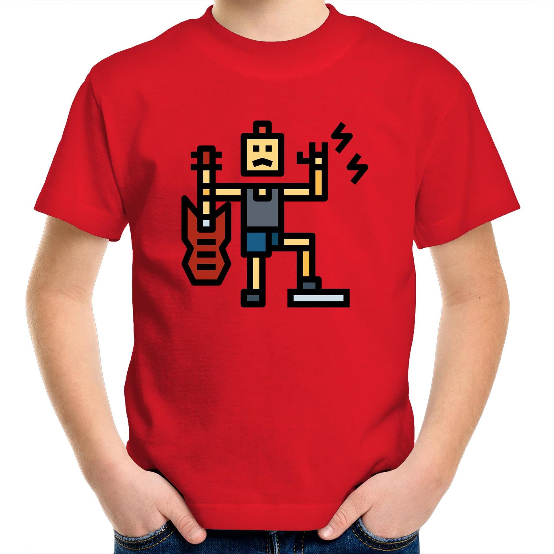 Rock And Roll - Kids Youth Crew T-Shirt Red Kids Youth T-shirt comic Funny Music