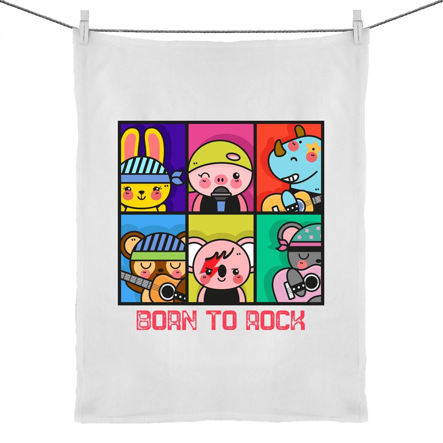 Born To Rock - 50% Linen 50% Cotton Tea Towel Default Title Tea Towel Music