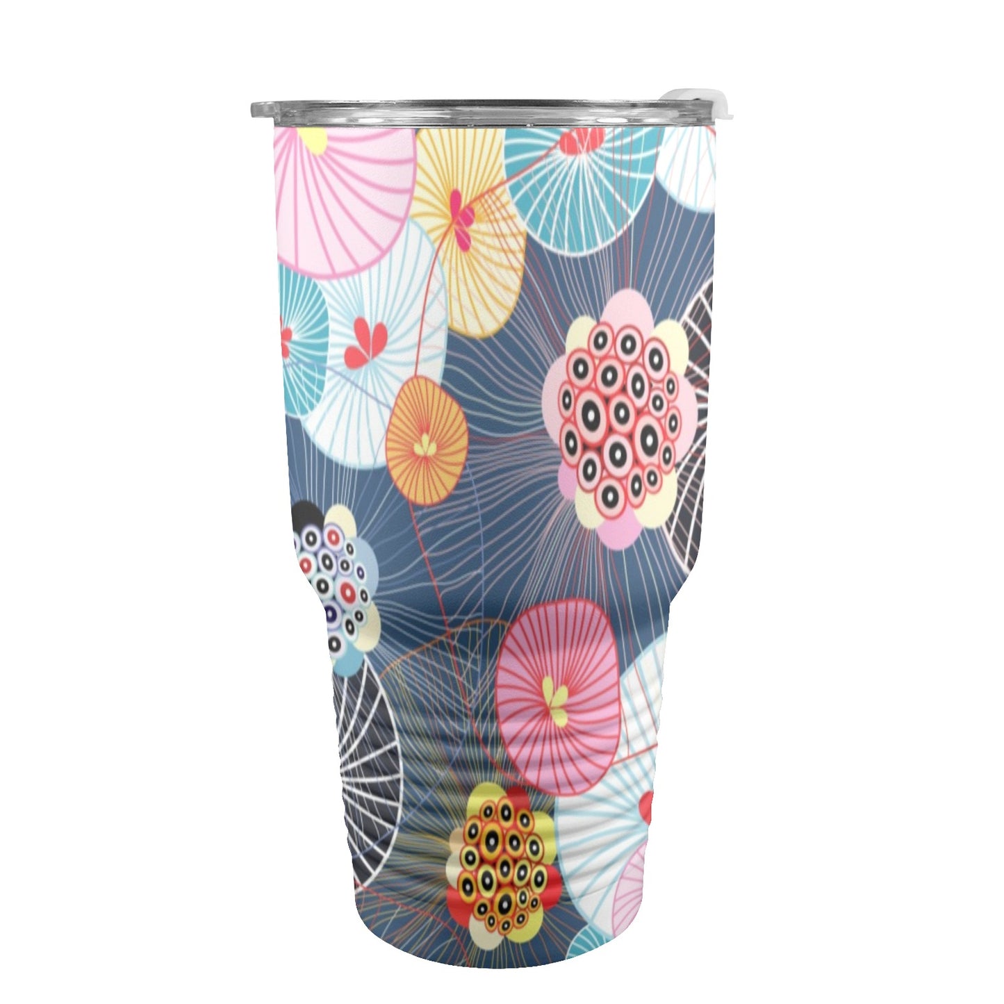 Abstract Floral - 30oz Insulated Stainless Steel Mobile Tumbler 30oz Insulated Stainless Steel Mobile Tumbler Plants Printed Offshore