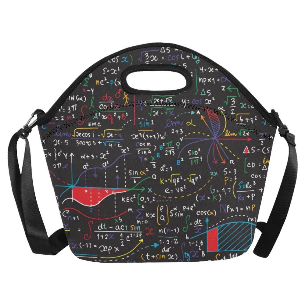 Colourful Maths Formulas - Neoprene Lunch Bag/Large Neoprene Lunch Bag/Large Maths Printed Offshore Science