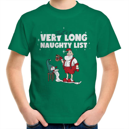 Santa's Naughty List - Kids Youth Crew T-Shirt Kelly Green Christmas Kids T-shirt Merry Christmas