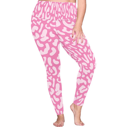 Pink Leopard - Women's Plus Size High Waist Leggings Women's Plus Size High Waist Leggings animal