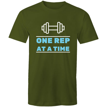 One Rep At A Time - Short Sleeve T-shirt Army Green Fitness T-shirt Fitness Mens Womens