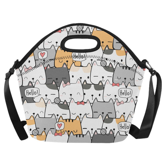 Cat Hello - Neoprene Lunch Bag/Large Neoprene Lunch Bag/Large animal