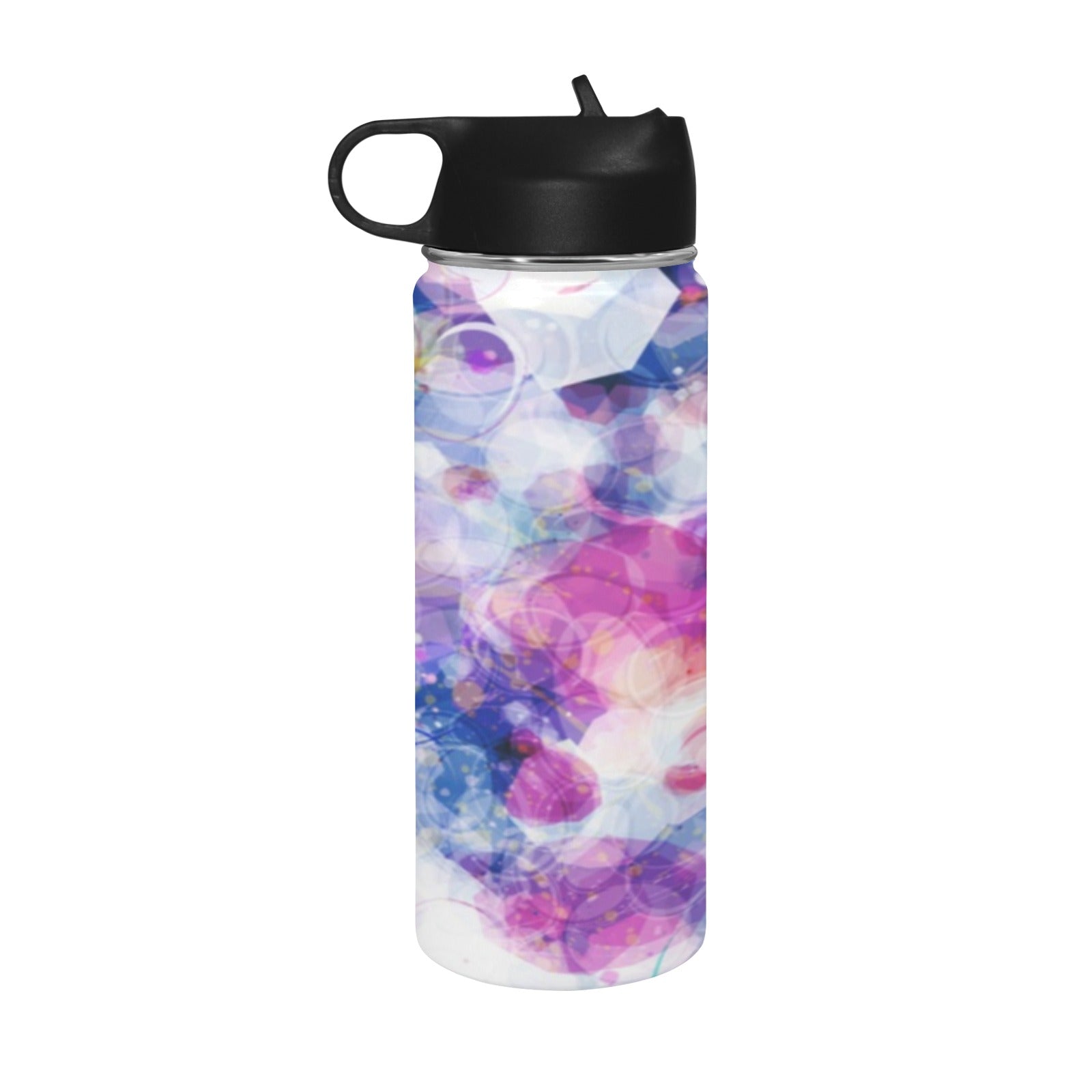 Watercolour Galaxy Insulated Water Bottle with Straw Lid (18 oz) Insulated Water Bottle with Straw Lid Printed Offshore