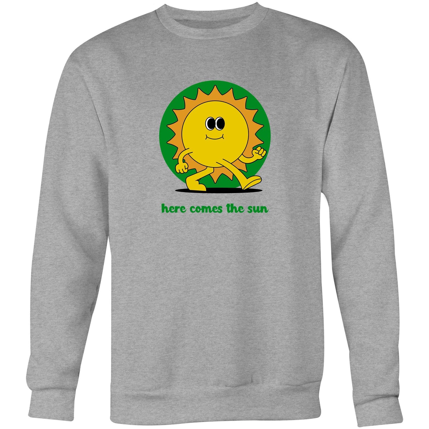 Here Comes The Sun - Crew Sweatshirt Grey Marle Sweatshirt Retro Summer
