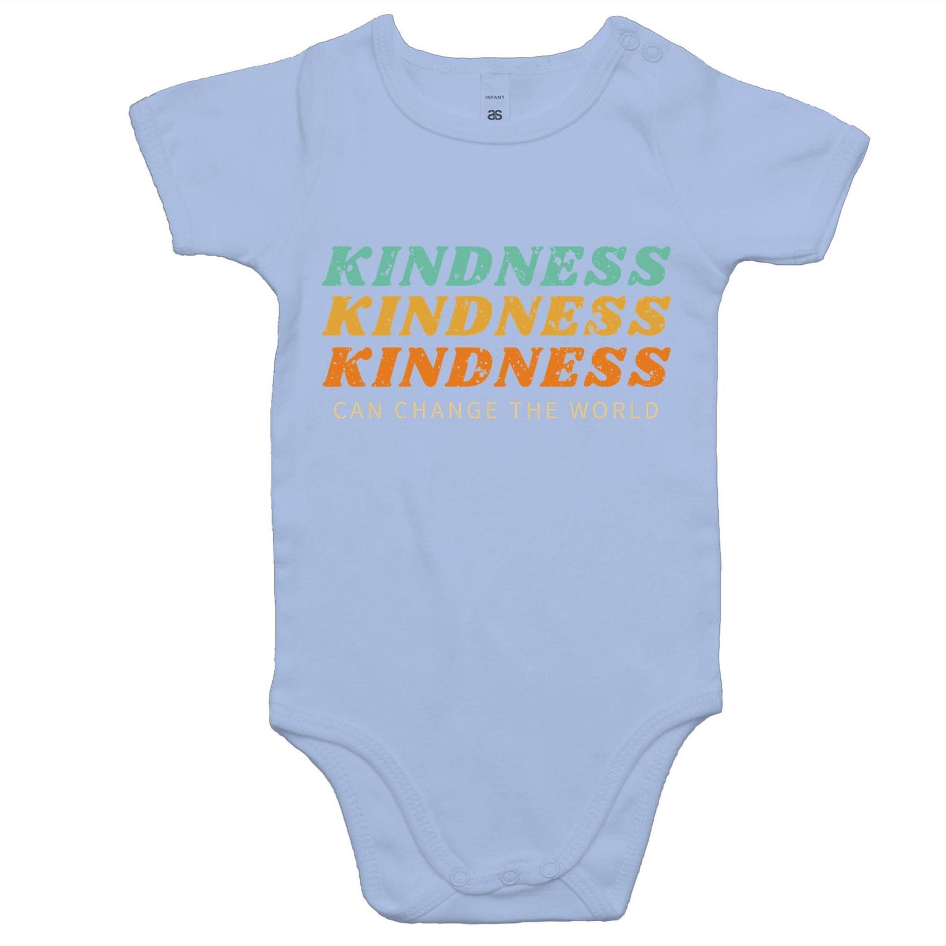 Kindness Can Change The World - Baby Bodysuit Powder Blue Baby Bodysuit kids Retro