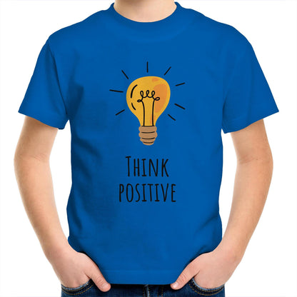 Think Positive - Kids Youth Crew T-Shirt Bright Royal Kids Youth T-shirt