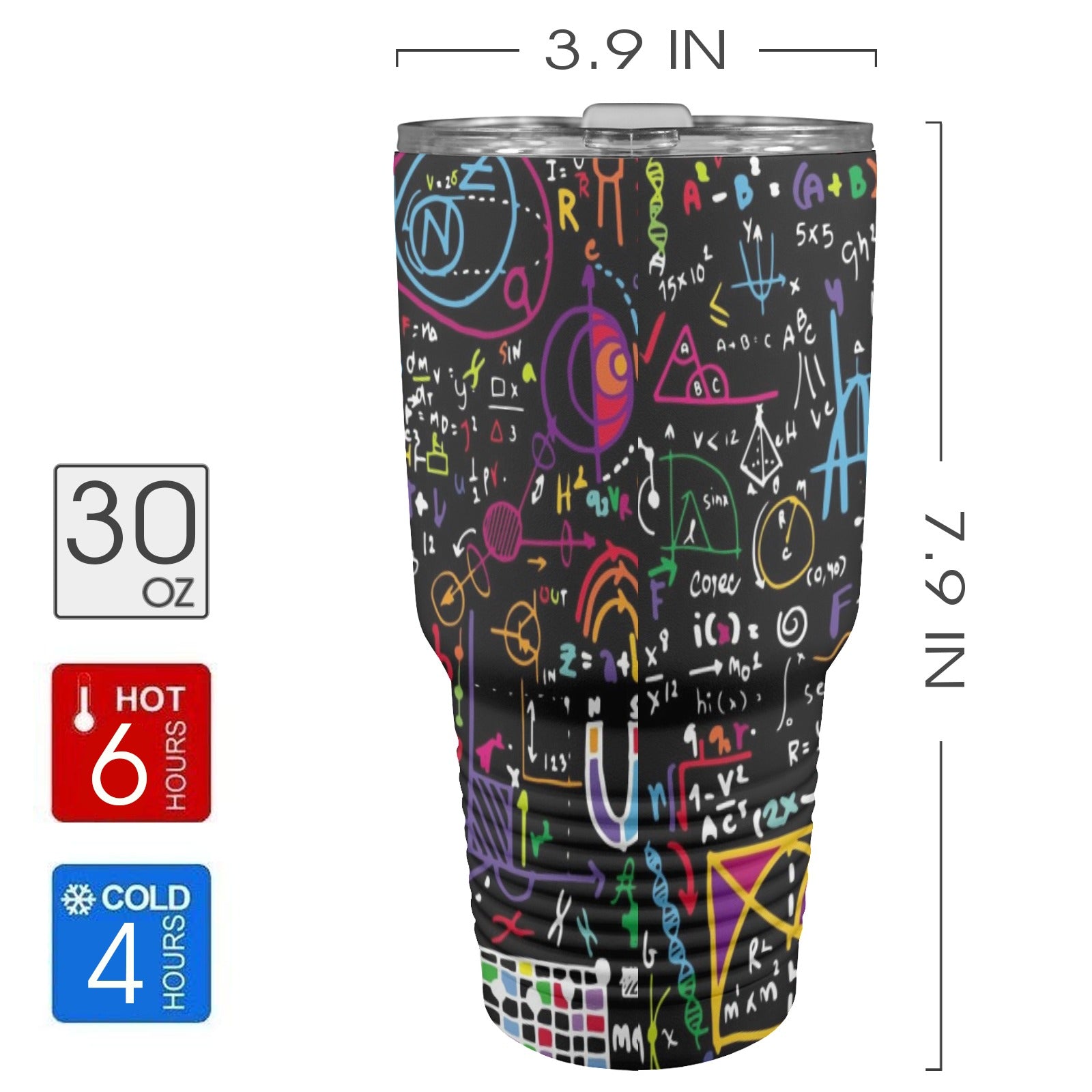 Math Scribbles - 30oz Insulated Stainless Steel Mobile Tumbler 30oz Insulated Stainless Steel Mobile Tumbler Maths Science