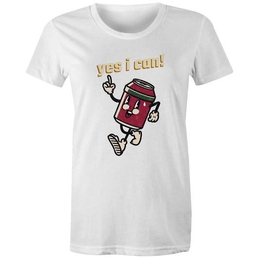 Yes I Can! - Womens T-shirt White Womens T-shirt Motivation Retro