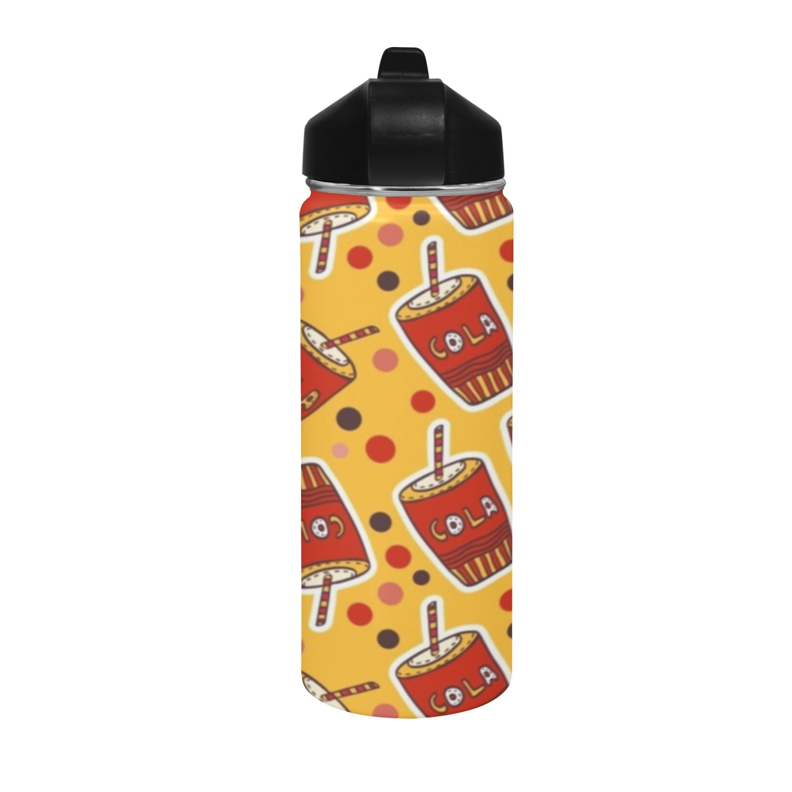 Cola Insulated Water Bottle with Straw Lid (18 oz) Insulated Water Bottle with Straw Lid Printed Offshore