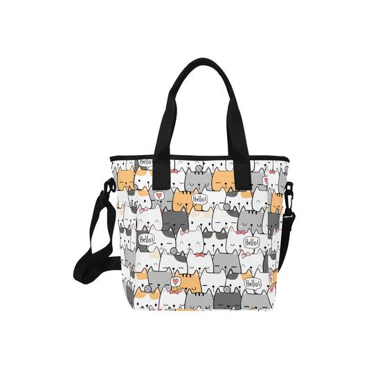 Cat Hello - Tote Bag with Shoulder Strap Nylon Tote Bag