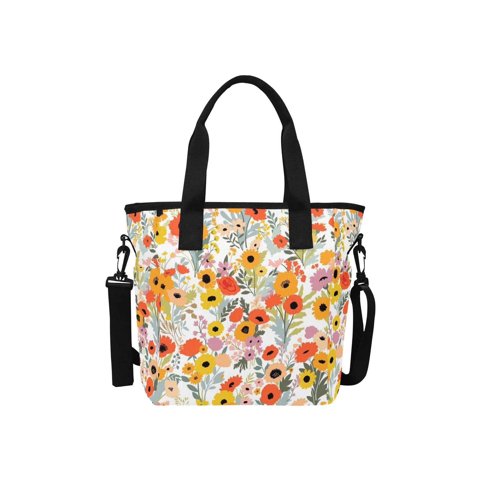 Fun Floral - Tote Bag with Shoulder Strap Nylon Tote Bag