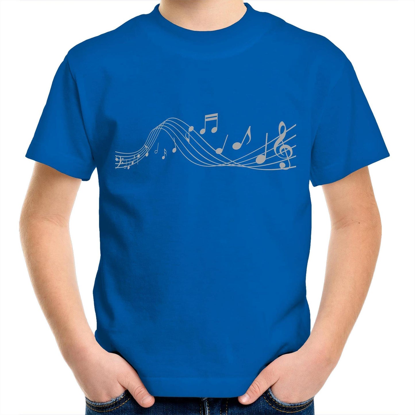 Music Notes - Kids Youth Crew T-Shirt Bright Royal Kids Youth T-shirt Music