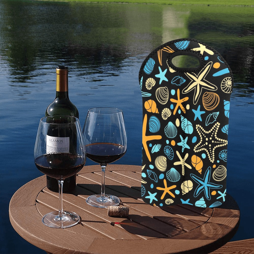 Starfish And Shells - 2-Bottle Neoprene Wine Bag 2 Bottle Wine Bag Printed Offshore