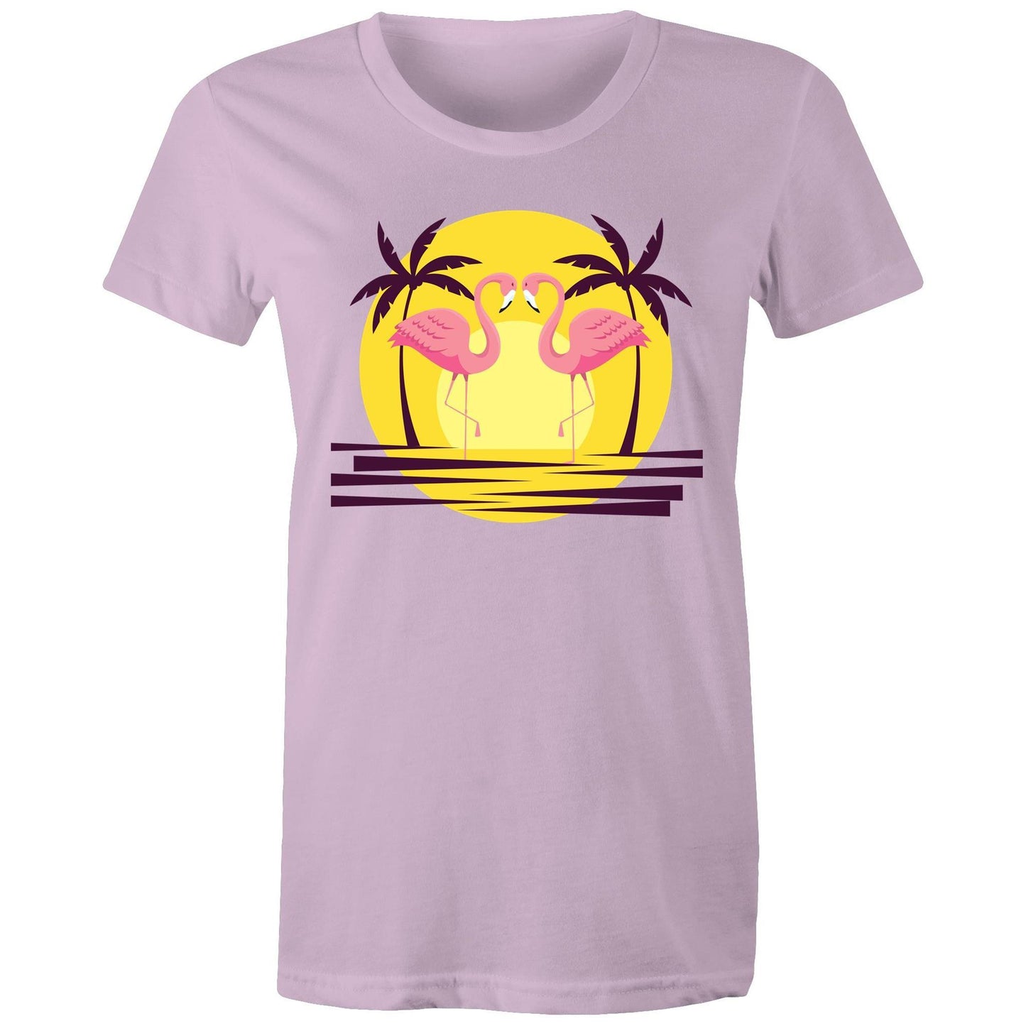 Flamingo Love - Women's T-shirt Lavender Womens T-shirt animal Retro Summer Womens