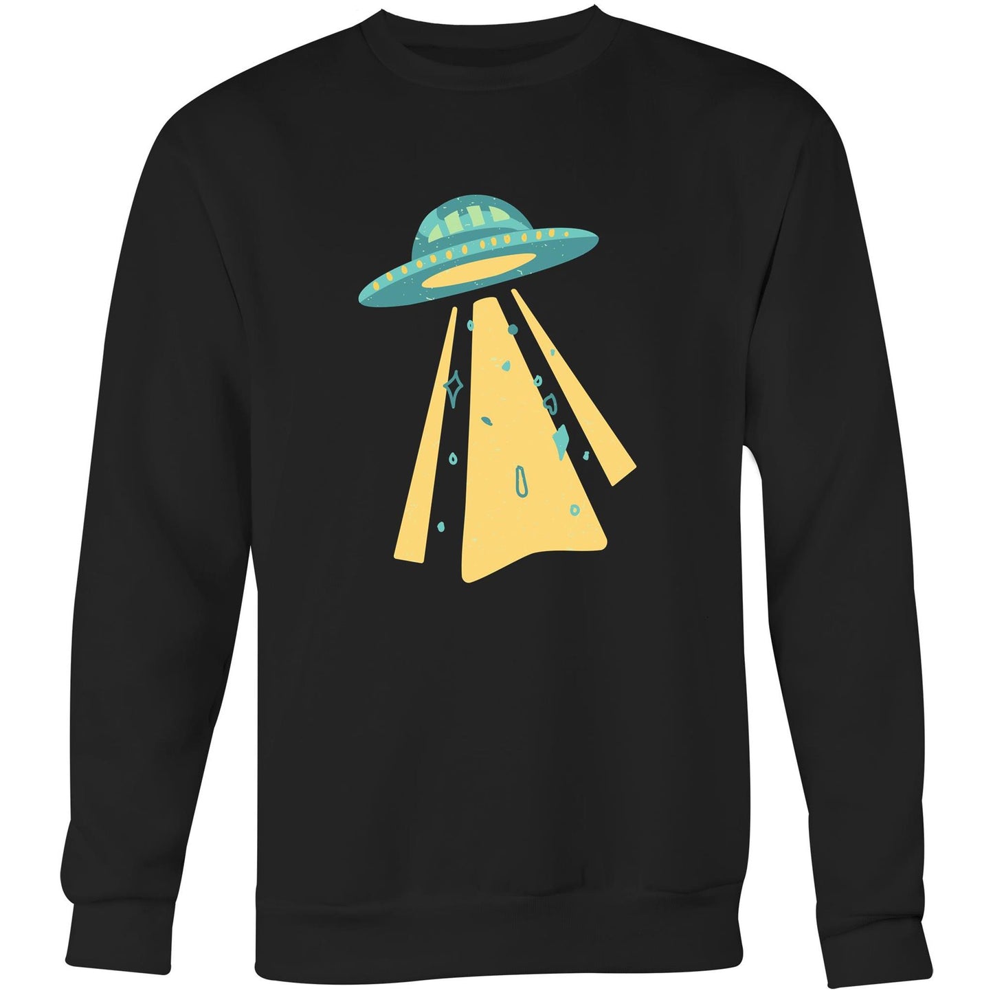 UFO - Crew Sweatshirt Black Sweatshirt Mens Retro Sci Fi Space Womens