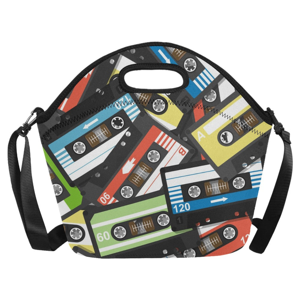 Cassette Tapes - Neoprene Lunch Bag/Large Neoprene Lunch Bag/Large Music Retro