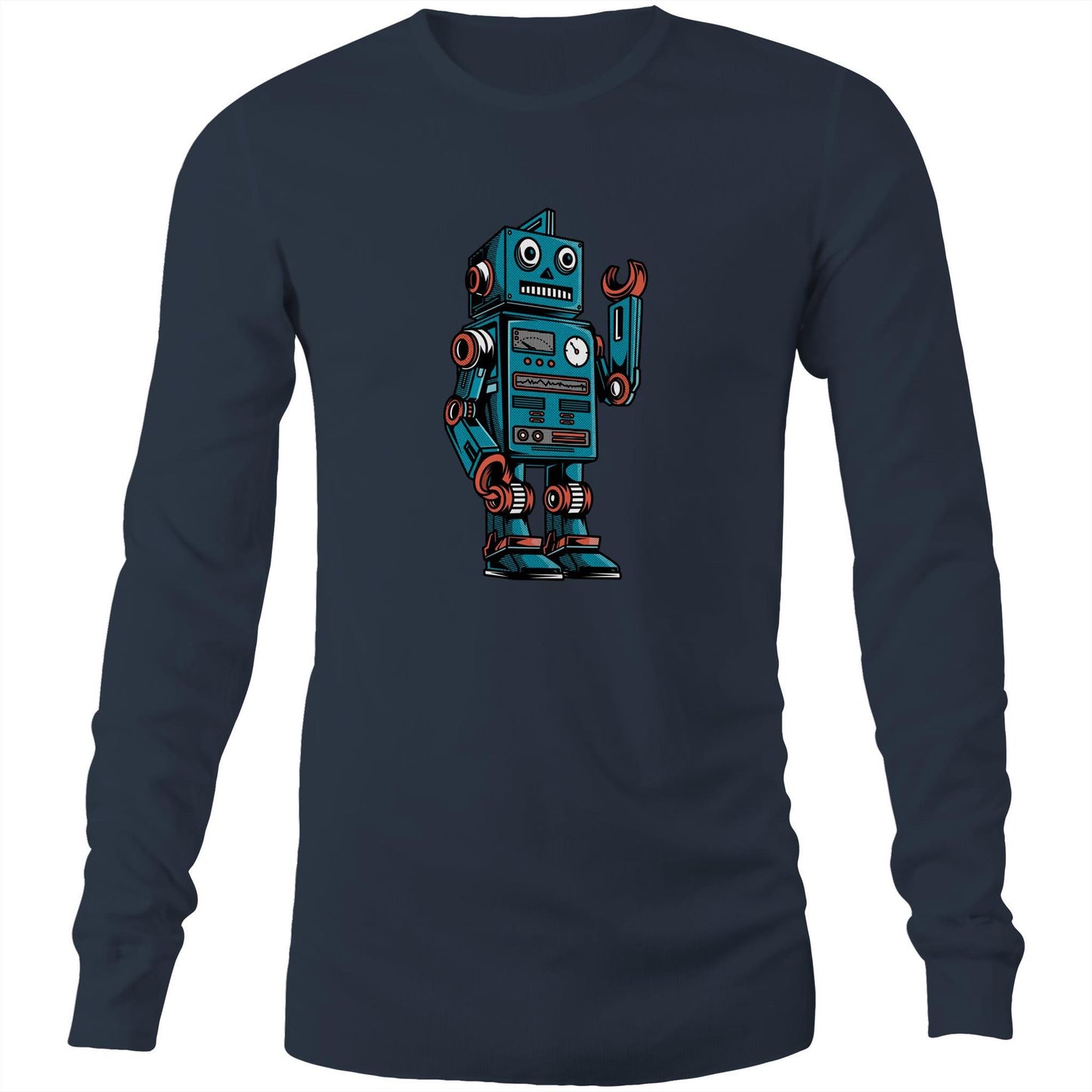 Robot - Long Sleeve T-Shirt Navy Unisex Long Sleeve T-shirt Sci Fi