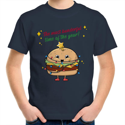 The Most Bunderful Time Of The Year - Kids Youth Crew T-Shirt Navy Christmas Kids T-shirt Merry Christmas