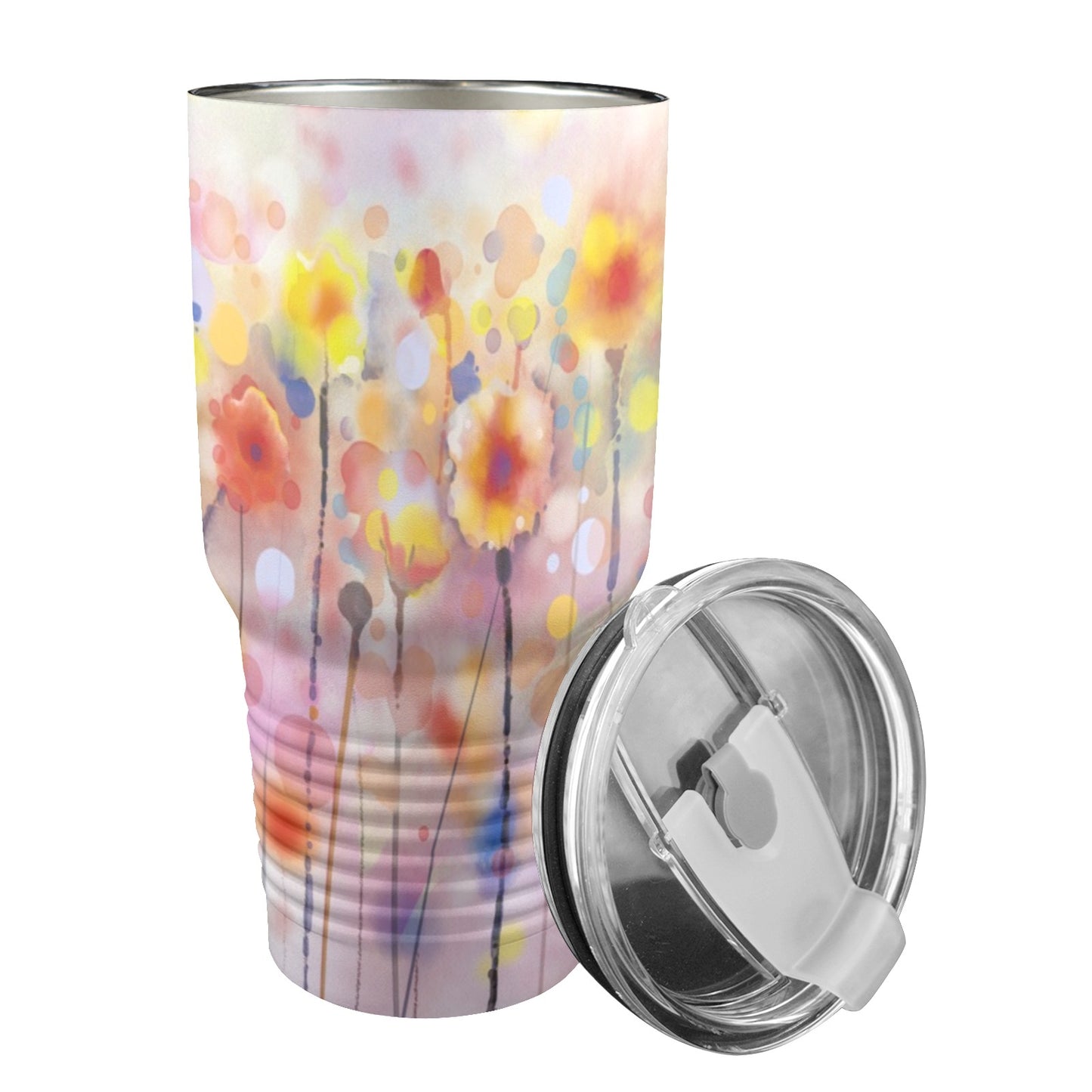 Floral Watercolour - 30oz Insulated Stainless Steel Mobile Tumbler 30oz Insulated Stainless Steel Mobile Tumbler Plants