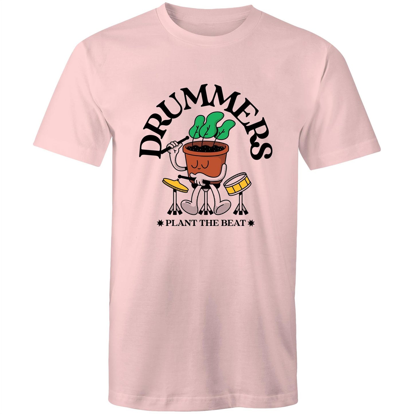 Drummers - Mens T-Shirt Pink Mens T-shirt Music Plants