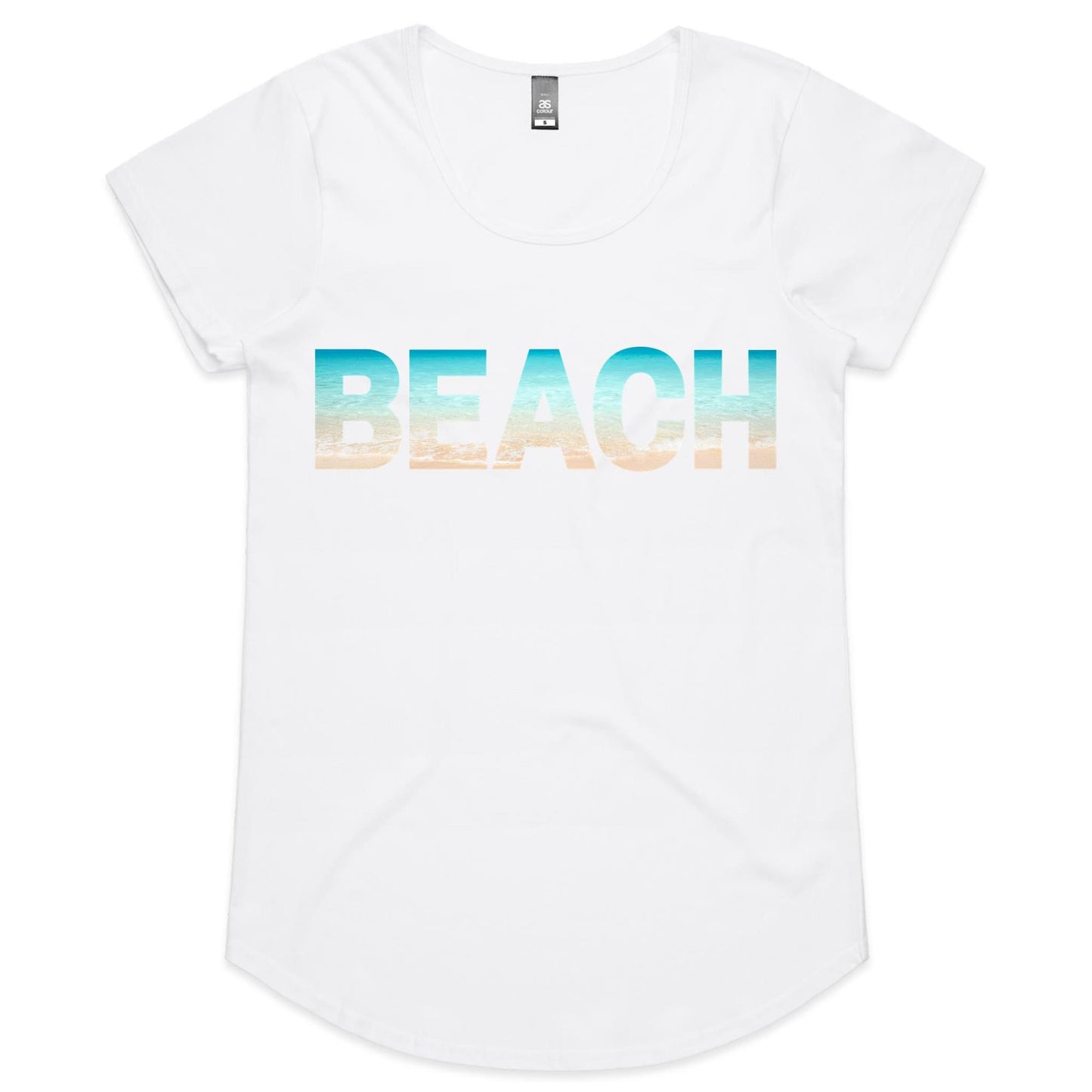 Beach - Womens Scoop Neck T-Shirt White Womens Scoop Neck T-shirt Summer Womens