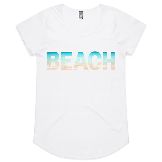 Beach - Womens Scoop Neck T-Shirt White Womens Scoop Neck T-shirt Summer Womens