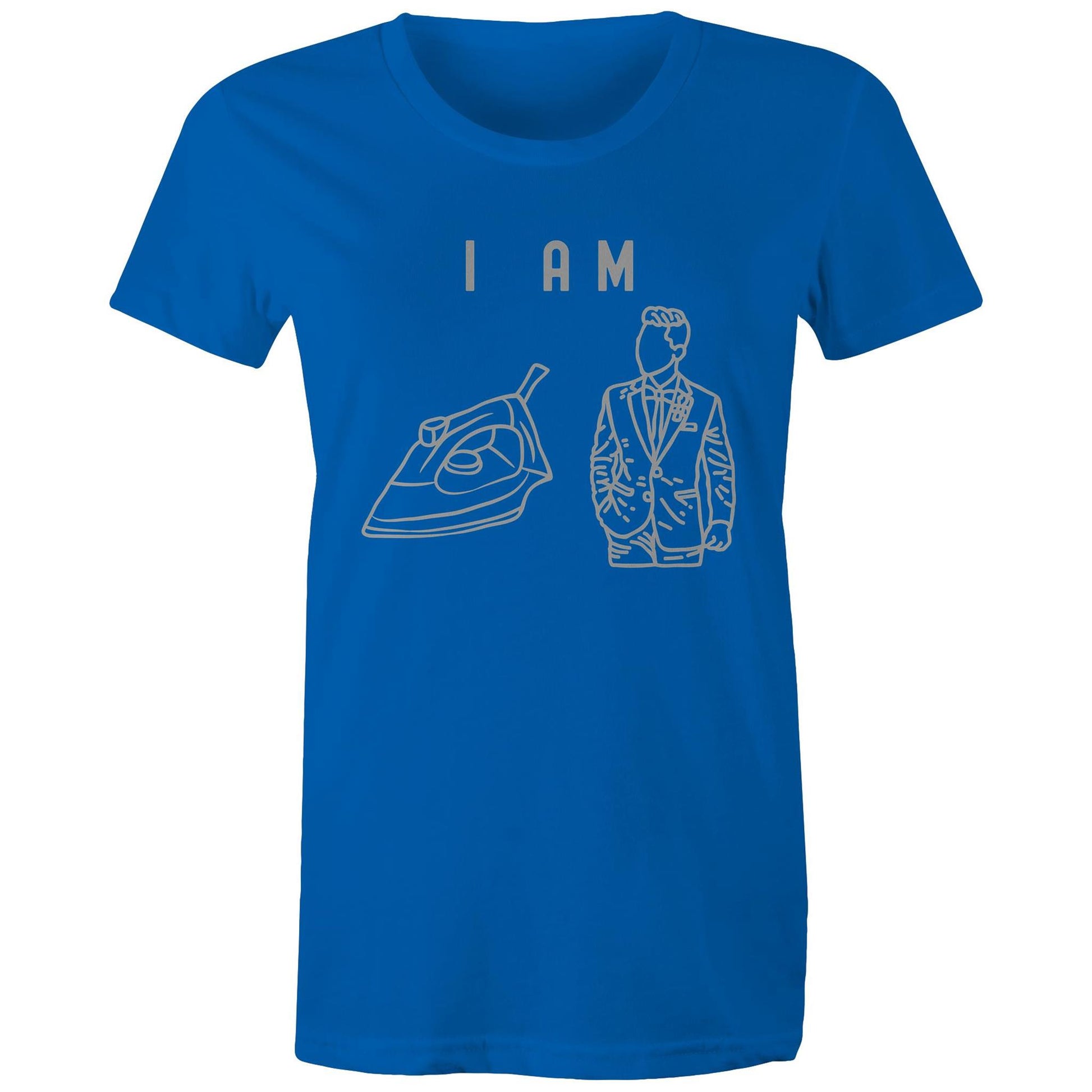 I Am Ironing Man - Womens T-shirt Bright Royal Womens T-shirt comic Funny