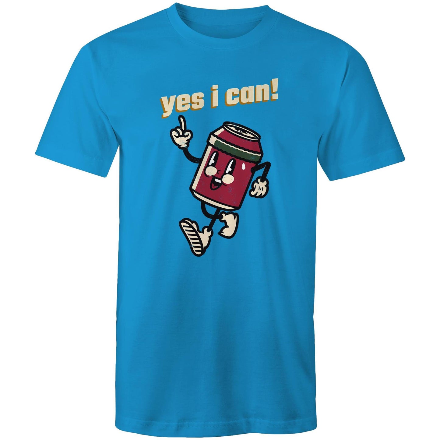 Yes I Can! - Mens T-Shirt Arctic Blue Mens T-shirt Motivation Retro
