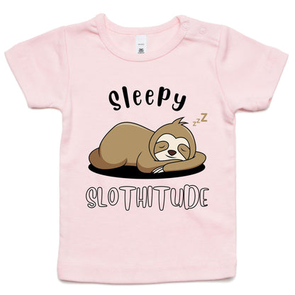 Sleepy Slothitude - Baby T-shirt Pink Baby T-shirt animal