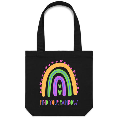 Find Your Rainbow - Canvas Tote Bag Black One-Size Tote Bag