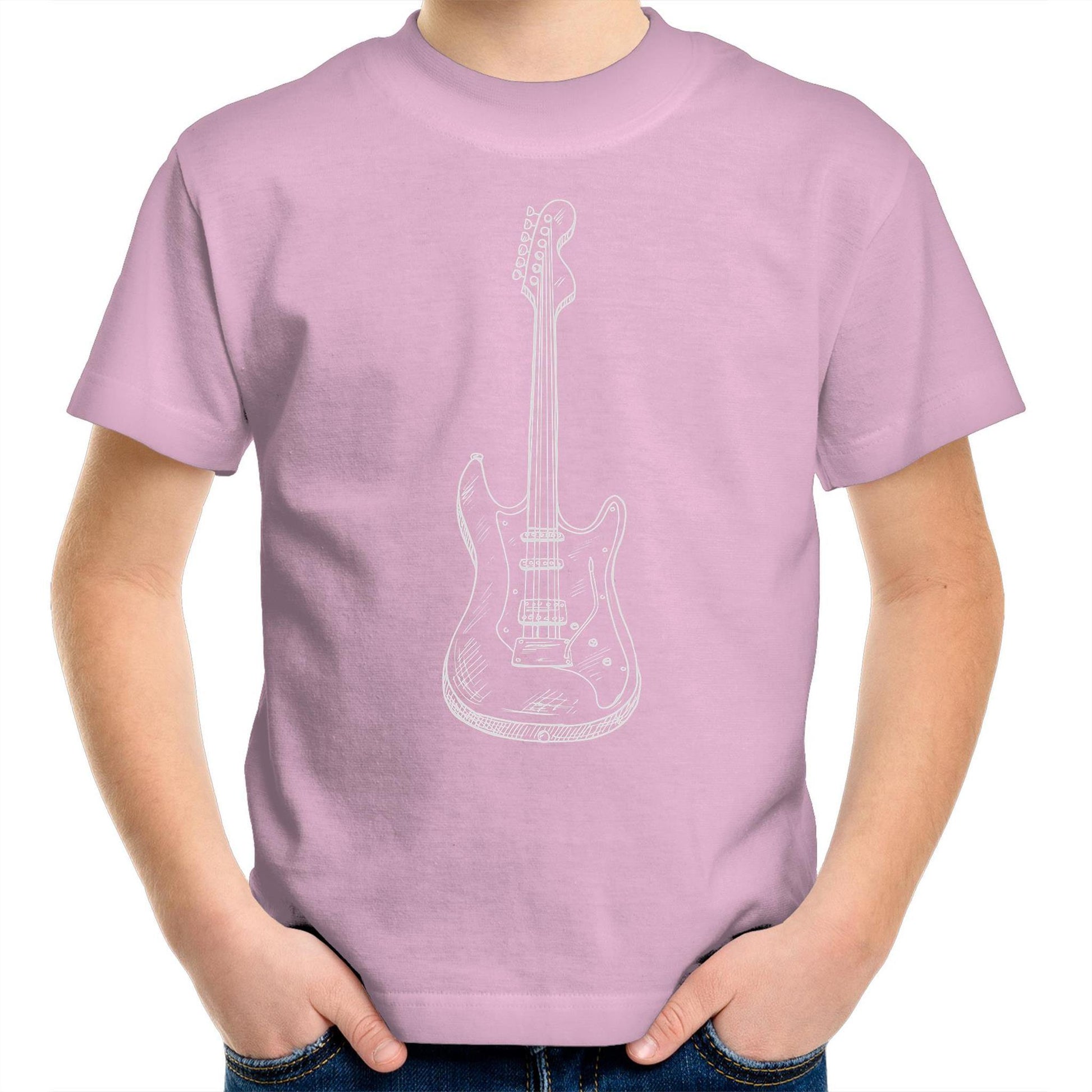 Guitar - Kids Youth Crew T-Shirt Pink Kids Youth T-shirt Music