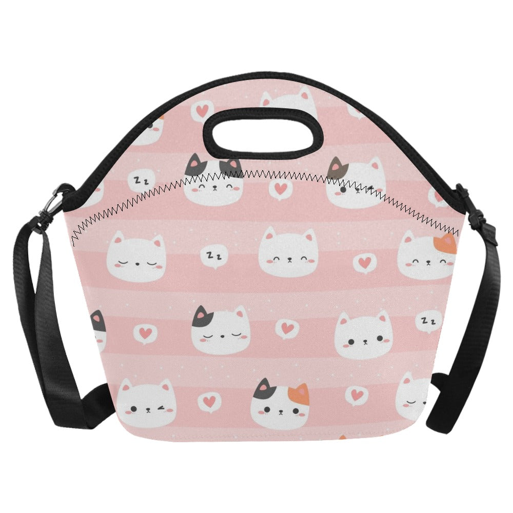 Pink Cats - Neoprene Lunch Bag/Large Neoprene Lunch Bag/Large animal Printed Offshore