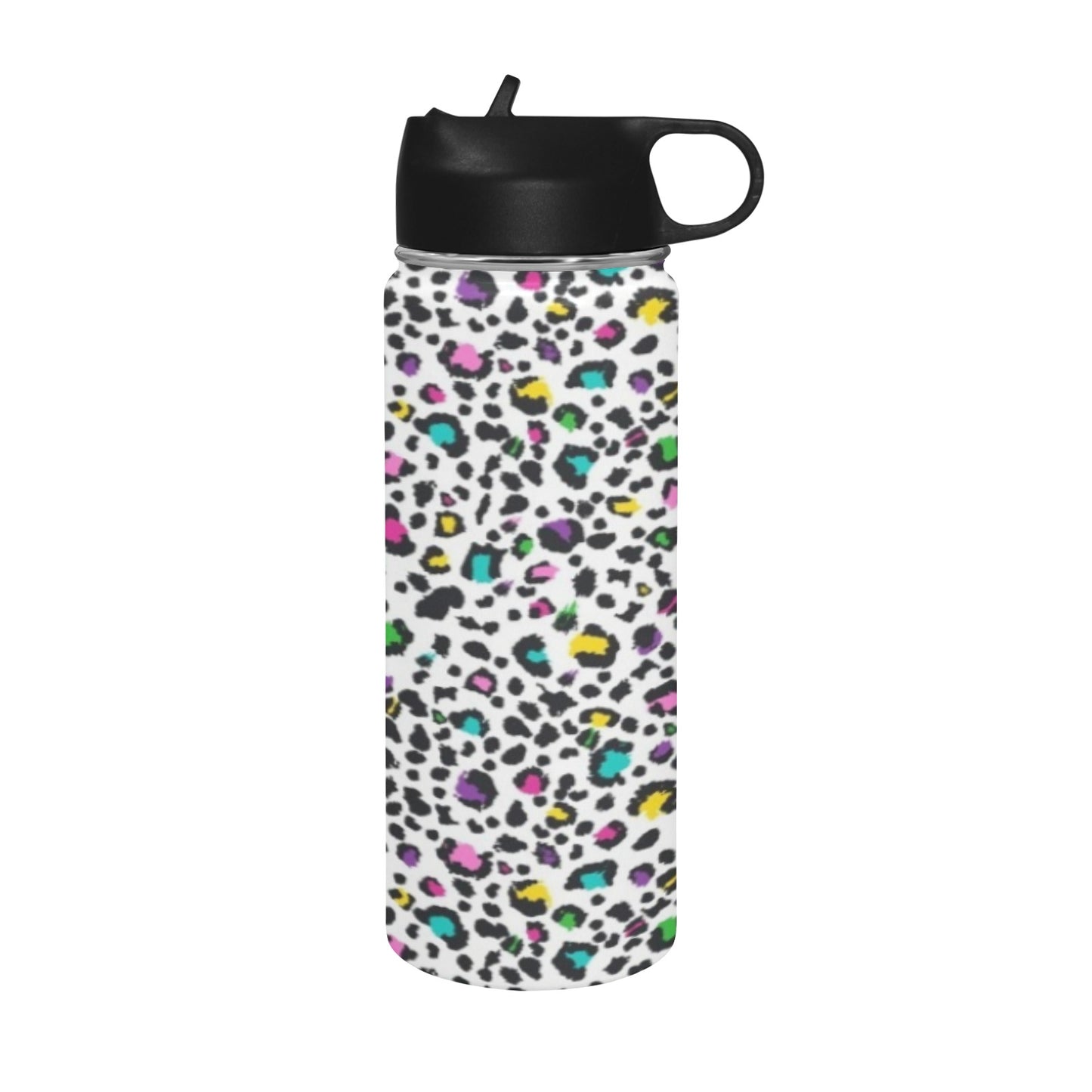 Animal Print In Colour - Insulated Water Bottle with Straw Lid (18 oz) Insulated Water Bottle with Straw Lid Printed Offshore