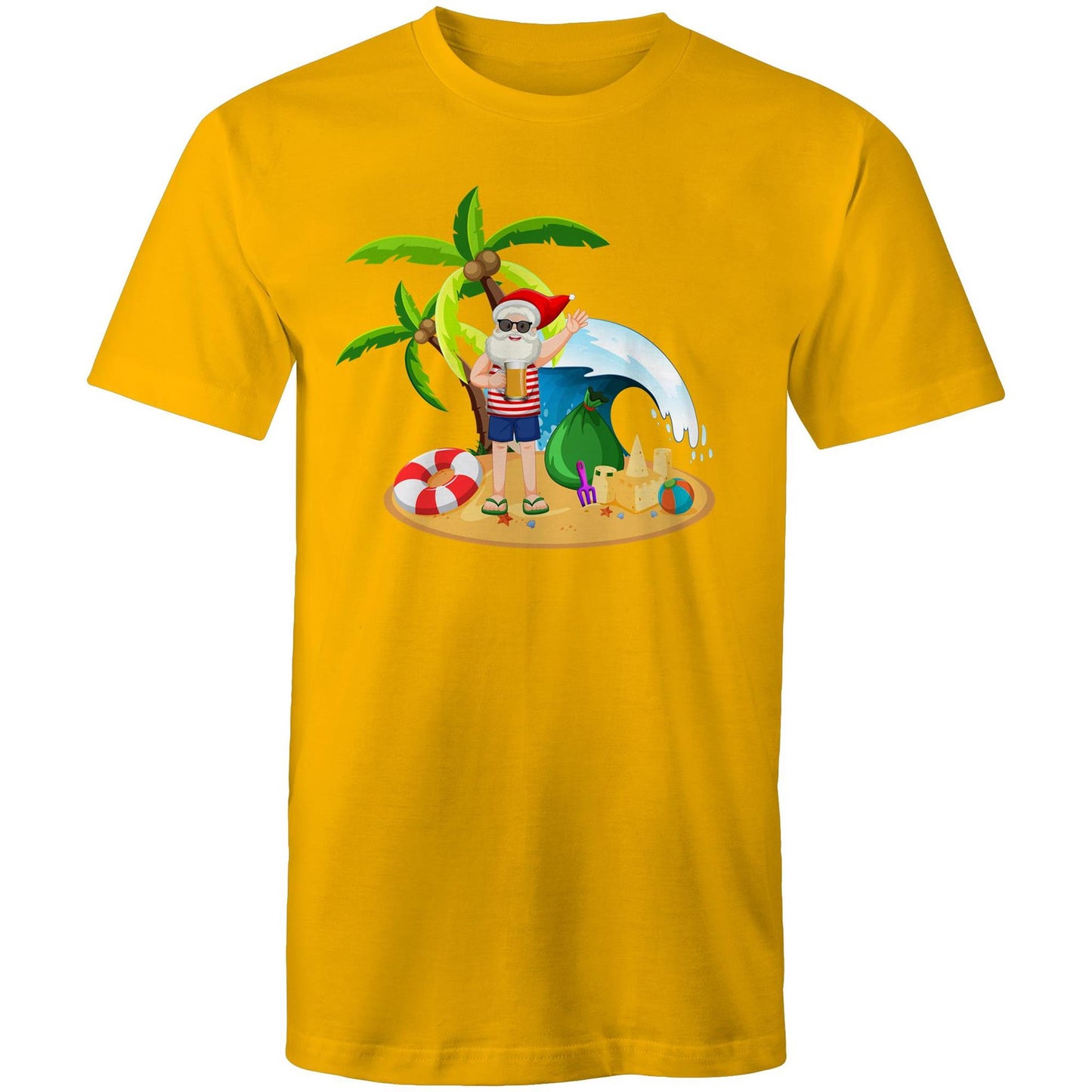 Tropical Santa - Mens T-Shirt Gold Christmas Mens T-shirt Merry Christmas
