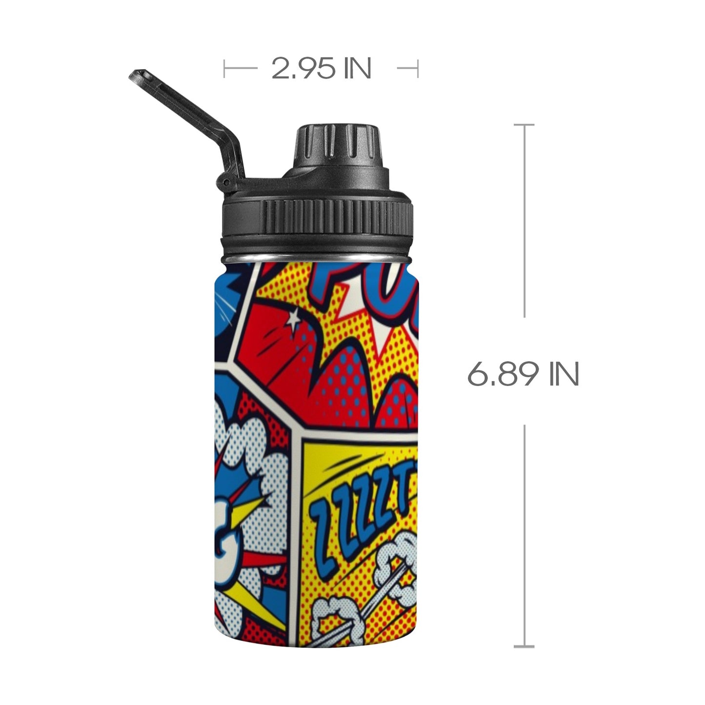 Comic Book - Kids Water Bottle with Chug Lid (12 oz) Kids Water Bottle with Chug Lid Printed Offshore