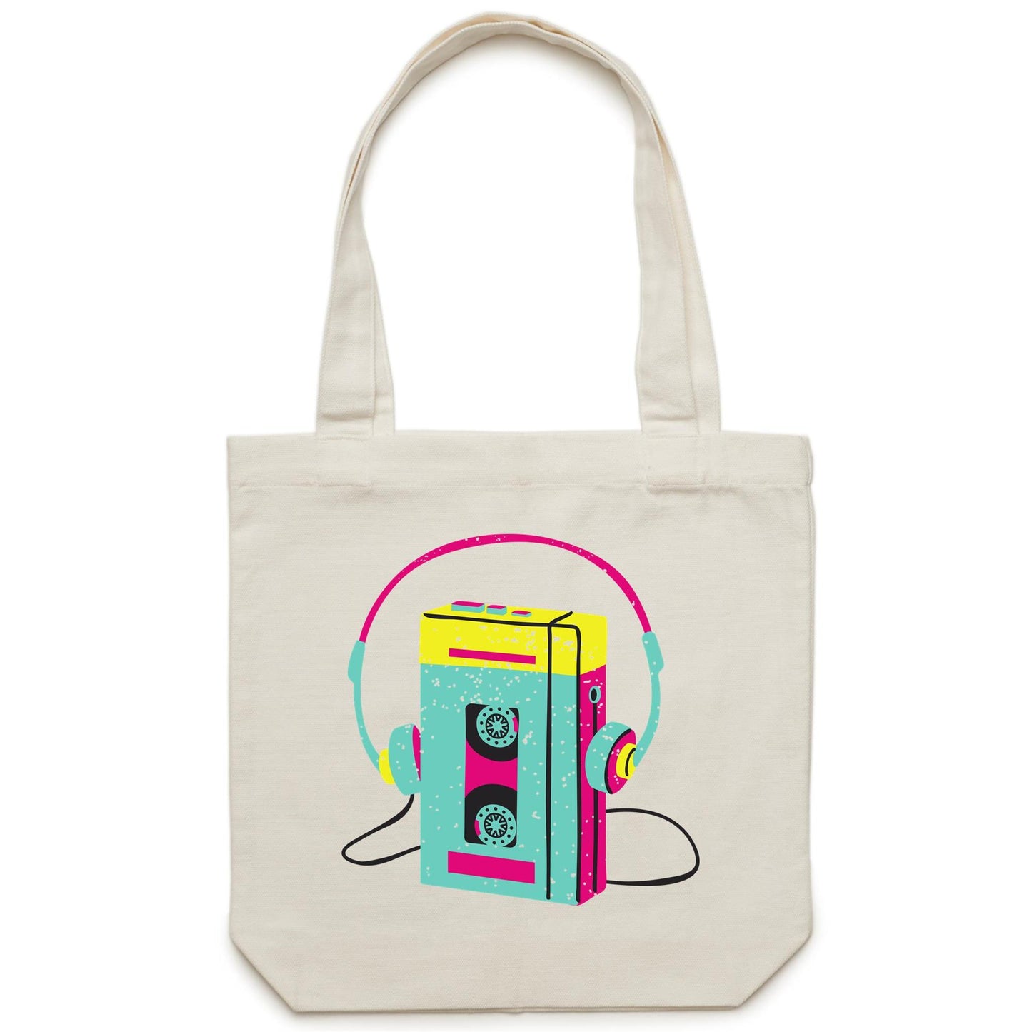 Wired For Sound, Music Player - Canvas Tote Bag Cream One-Size Tote Bag Music Retro