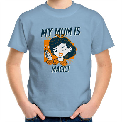 My Mum Is Magic - Kids Youth Crew T-Shirt Carolina Blue Kids Youth T-shirt Mum Retro