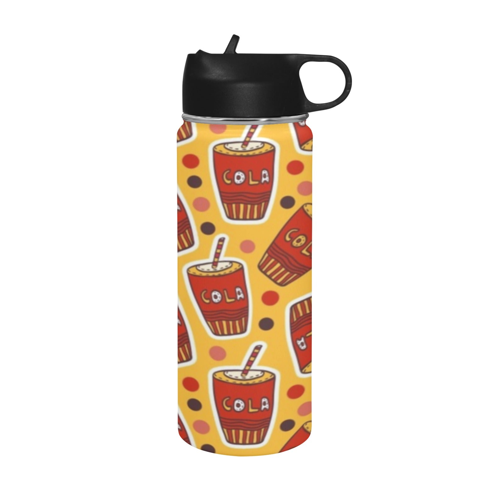 Cola Insulated Water Bottle with Straw Lid (18 oz) Insulated Water Bottle with Straw Lid Printed Offshore