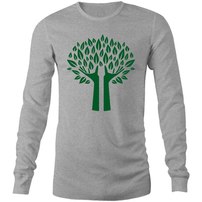Green Tree - Long Sleeve T-Shirt Grey Marle Unisex Long Sleeve T-shirt Environment Mens Plants Womens