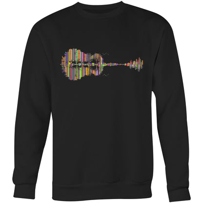Guitar Reflection In Colour - Crew Sweatshirt Black Sweatshirt Music