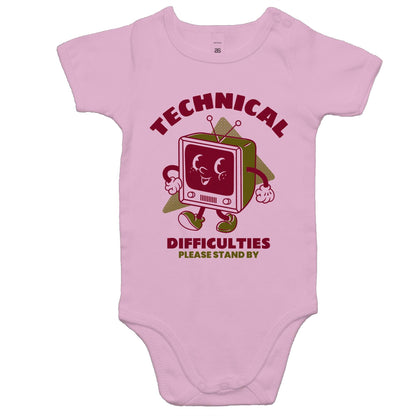 Retro TV Technical Difficulties - Baby Bodysuit Pink Baby Bodysuit Retro Tech