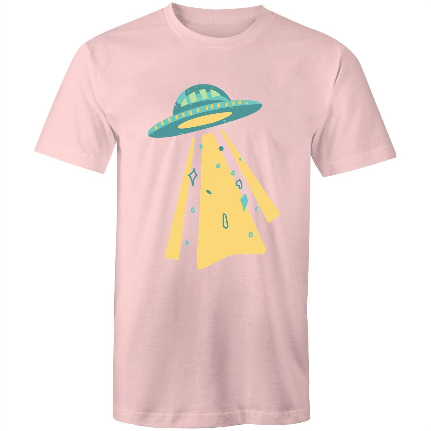 UFO - Mens T-Shirt Pink Mens T-shirt Mens Retro Sci Fi Space