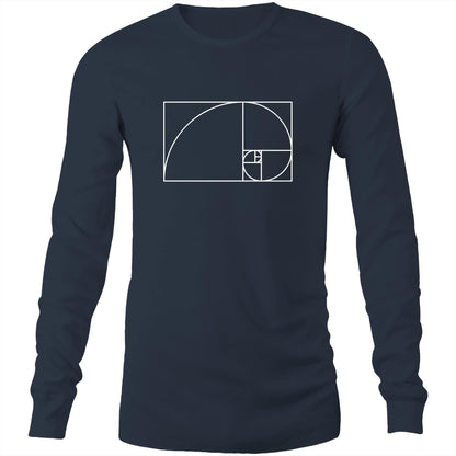 Fibonacci - Long Sleeve T-Shirt Navy Unisex Long Sleeve T-shirt Maths Mens Science Womens