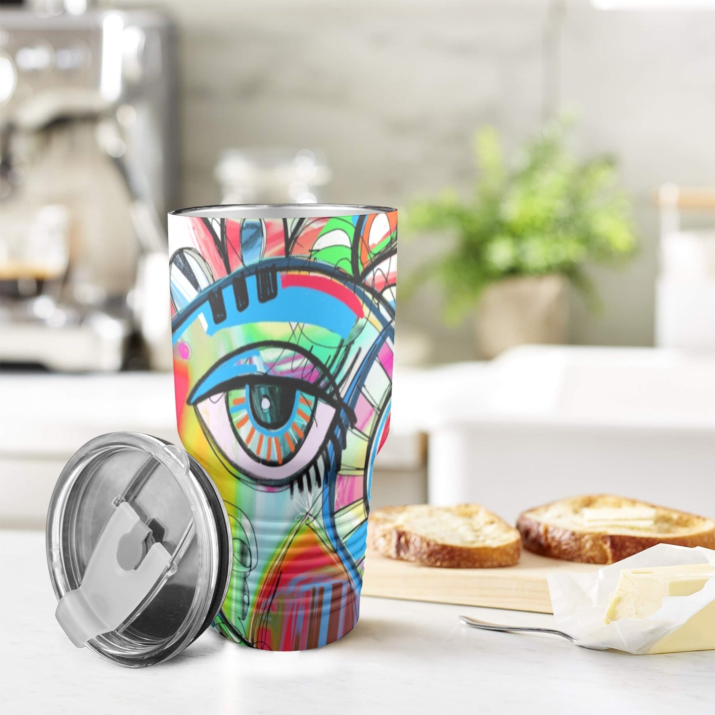 Graffiti Bird - 30oz Insulated Stainless Steel Mobile Tumbler 30oz Insulated Stainless Steel Mobile Tumbler animal Printed Offshore