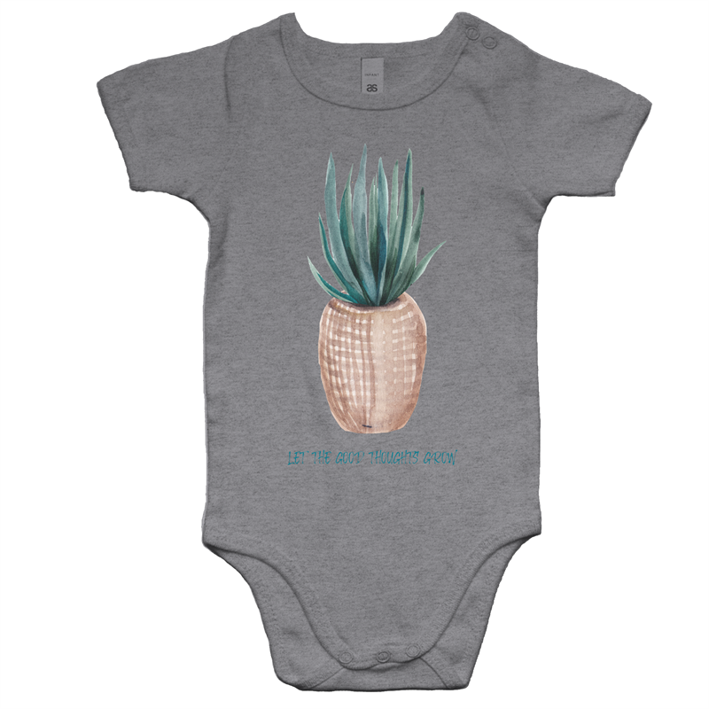 Let The Good Thoughts Grow - Baby Bodysuit Grey Marle Baby Bodysuit kids Plants